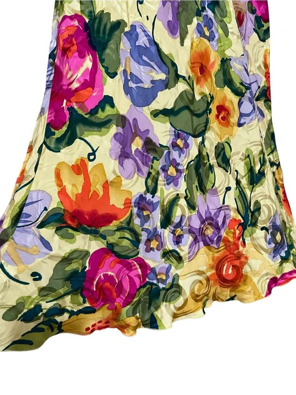 Vintage 100% Silk Floral Skirt Cottagecore Whimsigoth Dopamine